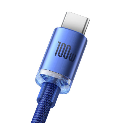 USB-A a USB-C Cable de carga y datos de la serie Crystal Shine de Baseus, 100 W, 2 m, azul CAJY000503