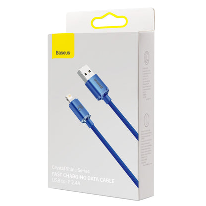 Cable de carga y datos Baseus Crystal Shine Series USB-A - Lightning, 18 W, 1,2 m, azul CAJYY000003 