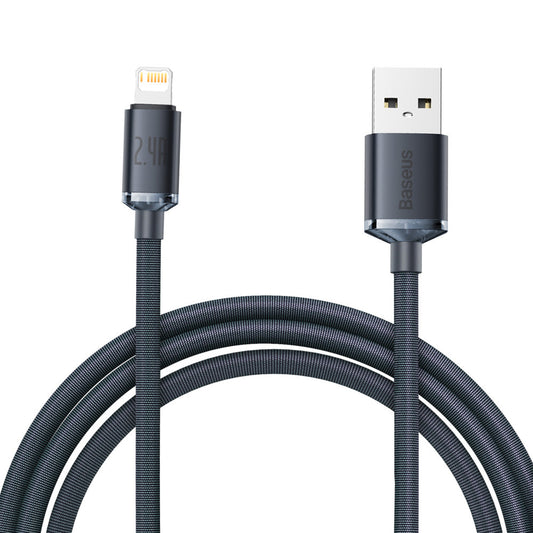 Baseus Crystal Shine Series Cable de carga y datos USB-A - Lightning, 18 W, 2 m, negro CAJYY00010101 