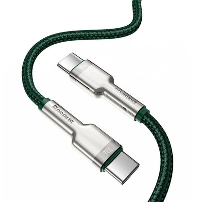 Cable de carga y datos USB-C - USB-C Baseus Cafule Metal Series, 100W, 2m, Verde CATJK-D06