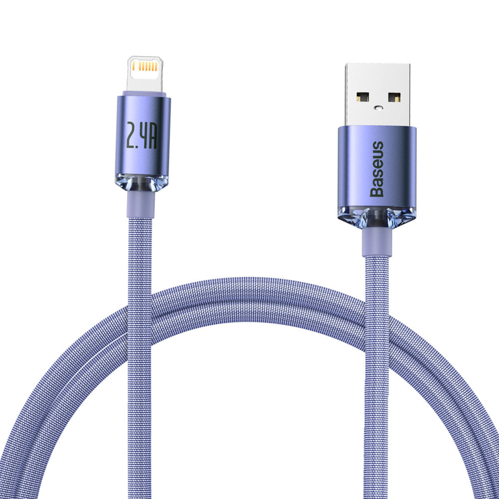 Baseus Crystal Shine Series Cable de carga y datos USB-A - Lightning, 18 W, 1,2 m, morado CAJYY000005 