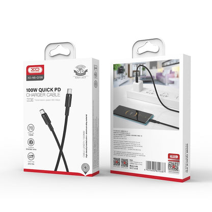 Cable de carga y datos USB-C - USB-C XO Design USB-C NB-Q199, 100 W, 1,5 m, negro 