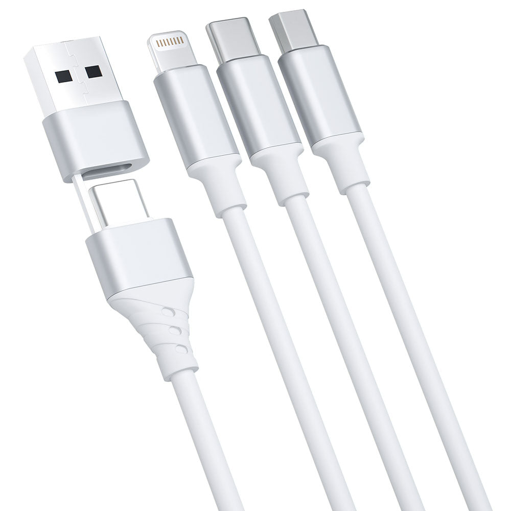 Cable de Carga USB-A / USB-C - Lightning / microUSB / USB-C 3MK Hyper 3in1, 12W, 1.5m, Blanco