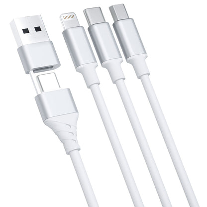Cable de Carga USB-A / USB-C - Lightning / microUSB / USB-C 3MK Hyper 3in1, 12W, 1.5m, Blanco