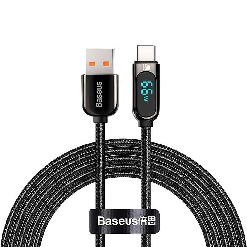 Cable de datos y carga USB-A - USB-C Baseus Display Fast Charging, 66W, 1m, Negro CASX020001 CASX020001 