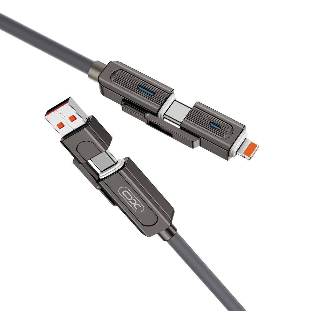 Cable de datos y carga USB-C / USB-A - USB-C / Lightning XO Design NB275 2en1, 60W, 1m, Negro 