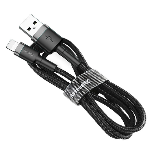 Cable de datos y carga USB-A - Lightning Baseus Cafule, 18W, 1,5m, Gris CALKLF-CG1 