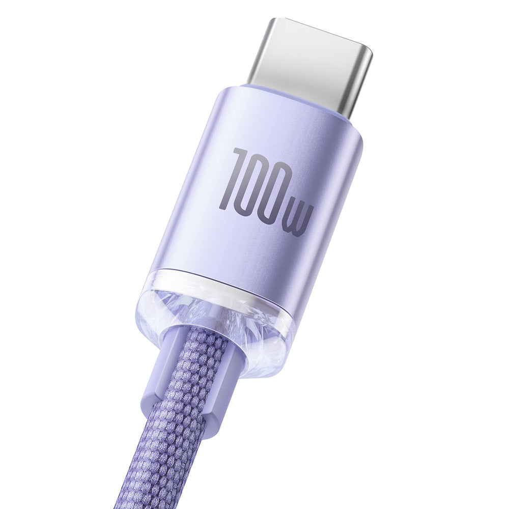 Cable de carga y datos USB-A a USB-C de la serie Crystal Shine de Baseus, 100 W, 1,2 m, morado CAJY000405 