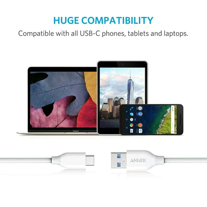 Cable de carga y datos USB-A a USB-C Anker PowerLine, 18 W, 0,9 m, blanco A8163021 