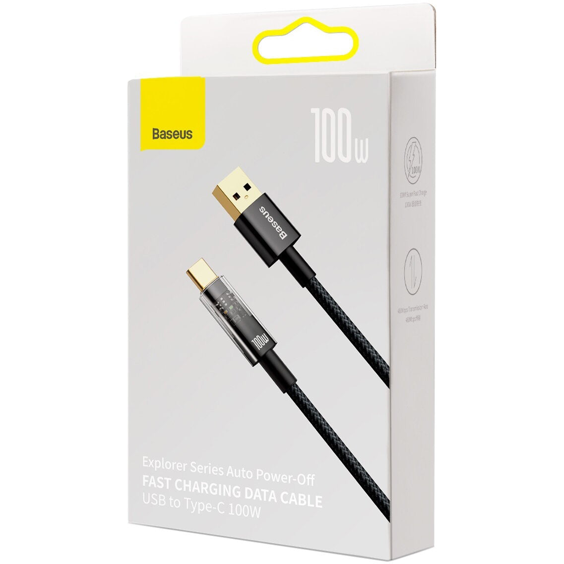 Cable de carga y datos USB-A a USB-C Baseus Explorer, 100 W, 1 m, negro CATS000201 