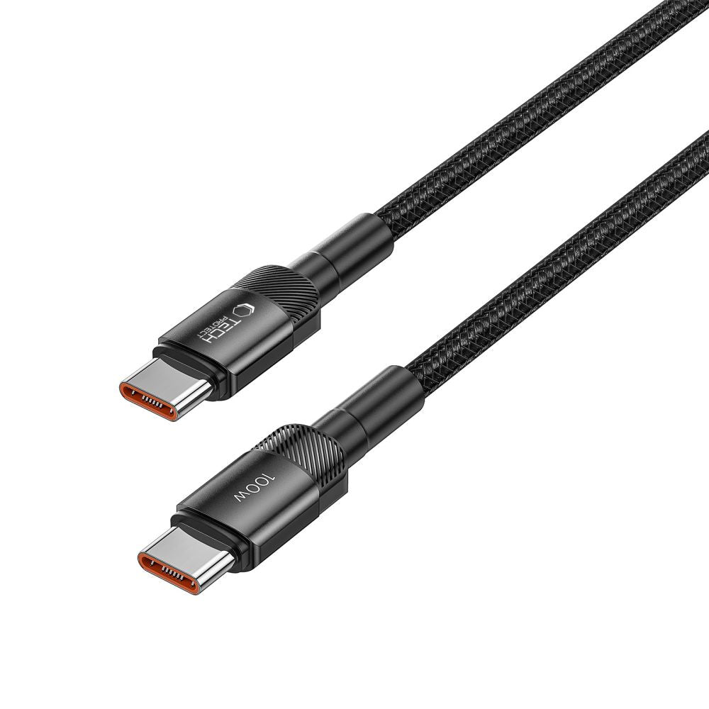 Cable de carga y datos USB-C - USB-C Tech-Protect Ultraboost EVO, 100 W, 0,25 m, negro 