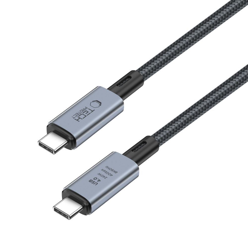 Cable de carga y datos USB-C - USB-C Tech-Protect Ultraboost Max, 240W, 2m, Gris 