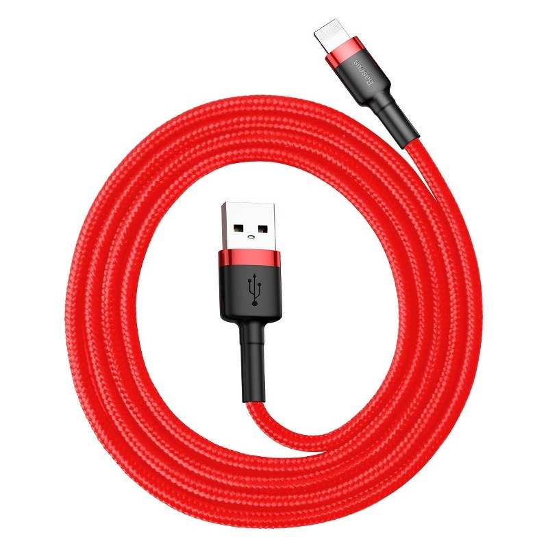 Cable de Datos y Carga USB-A - Lightning Baseus Cafule, 18W, 1m, Rojo CALKLF-B09