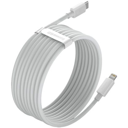 Baseus Simple Wisdom Cable de carga y datos USB-C - Lightning Simple Wisdom, 20W, 1,5m, Juego 2 piezas, Blanco. 