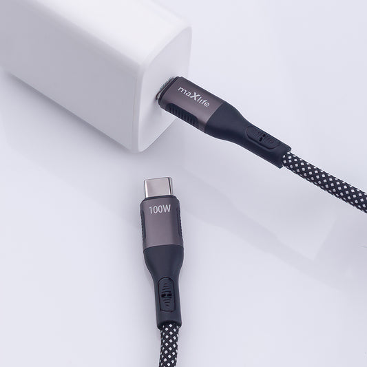 Cable de Datos y Carga USB-C - USB-C MaXlife MXUC-11 Magnético, 100W, 1m, Negro