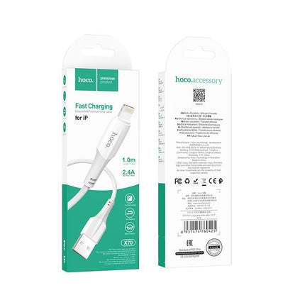 Cable de Datos y Carga USB-A - Lightning HOCO X70, 18W, 1m, Blanco