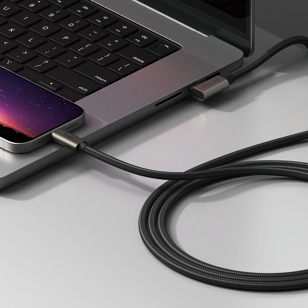 Cable de Datos y Carga USB-C - USB-C Ringke 2X2 Angled, 240W, 2m, Negro