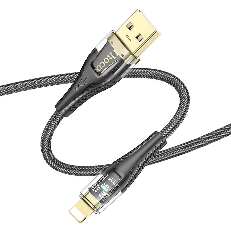 Cable de Datos y Carga USB-A - Lightning HOCO U121, 18W, 1.2m, Negro