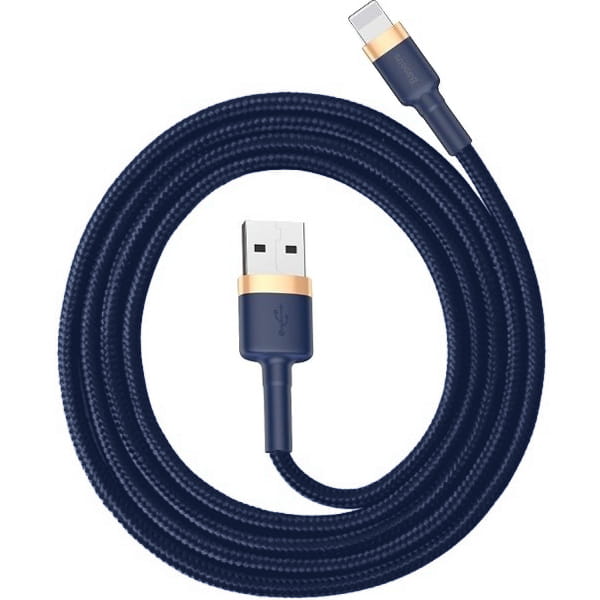 USB-A to Lightning Baseus Cafule Data and Charging Cable, 18W, 2m, Navy Blue CALKLF-CV3
