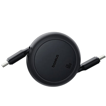 Cable de Datos y Carga USB-C - USB-C Baseus Free2Pull Mini Retráctil, 60W, 1m, Negro P10364500111-01