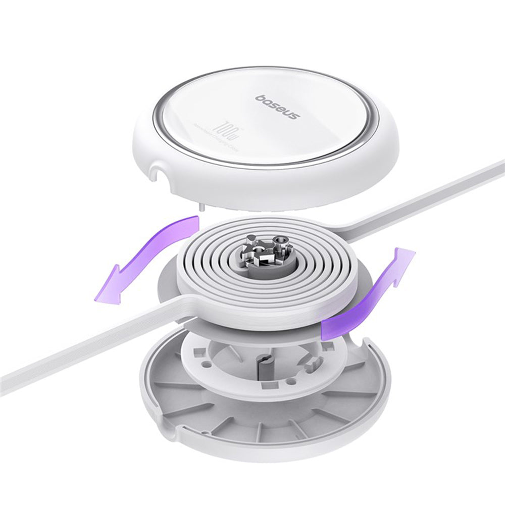 Cable de Datos y Carga USB-C - USB-C Baseus Free2Draw Mini Retractable, 100W, 1m, Blanco P10364500211-00