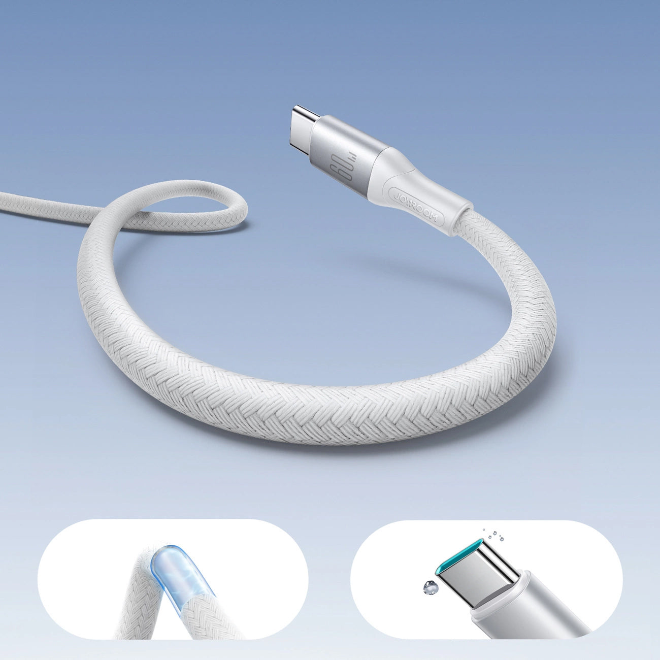 Cable de Datos y Carga USB-C - USB-C Joyroom S-A28 Flash, 60W, 1m, Blanco