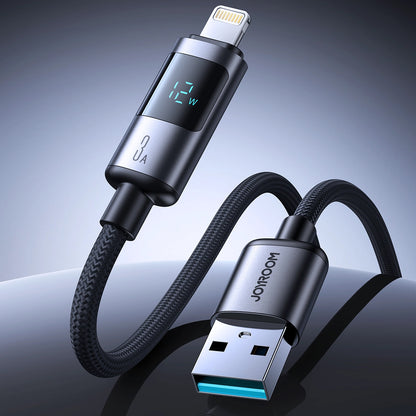 Cable de Datos y Carga USB-A - Lightning Joyroom S-A16 Pro Prism Display, 12W, 1.2m, Negro