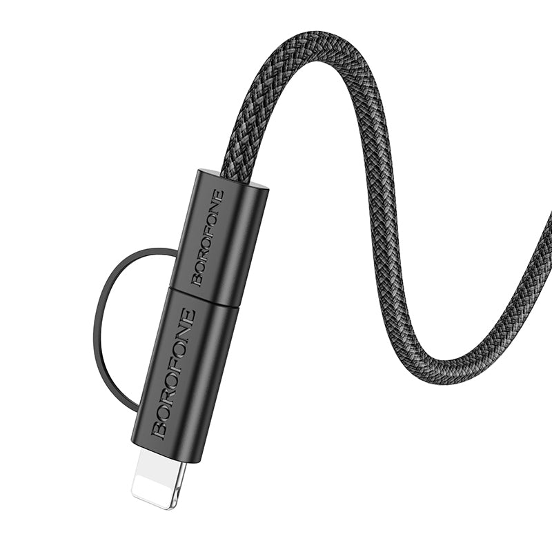 Cable de Datos y Carga USB-C - Lightning / USB-C Borofone BX104 Primo 2in1, 60W, 1m, Negro