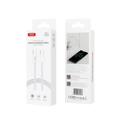 Cable de Datos y Carga USB-C - USB-C XO Design NB-Q260B, 60W, 1.5m, Blanco