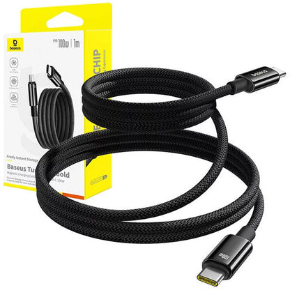 Cable de Datos y Carga USB-C - USB-C Baseus Tungsten Gold, 100W, 1m, Negro P10319805111-00