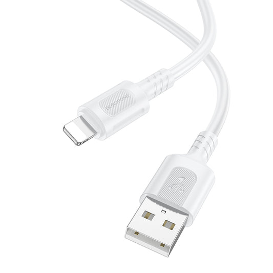 Cable de Datos y Carga USB-A - Lightning Borofone BX111 Feliz, 18W, 1m, Blanco
