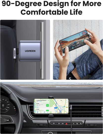 Cable de Datos y Carga USB-C - USB-C UGREEN US255 Angled, 60W, 3m, Gris