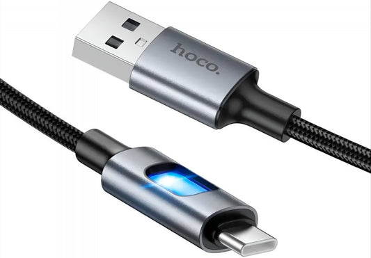 Cable de Datos y Carga USB-A - USB-C HOCO U144 Led, 18W, 1.2m, Negro