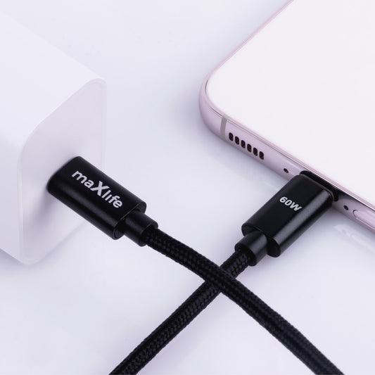 Cable de Datos y Carga USB-C - USB-C MaXlife MXUC-12, 60W, 2m, Negro