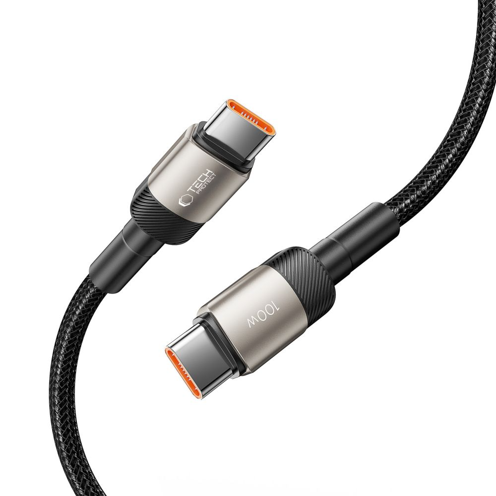 Cable de Datos y Carga USB-C - USB-C Tech-Protect Ultraboost EVO, 100W, 1m, Plateado