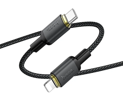 Cable de Datos y Carga USB-C - Lightning HOCO X128 Benefit, 30W, 1m, Negro