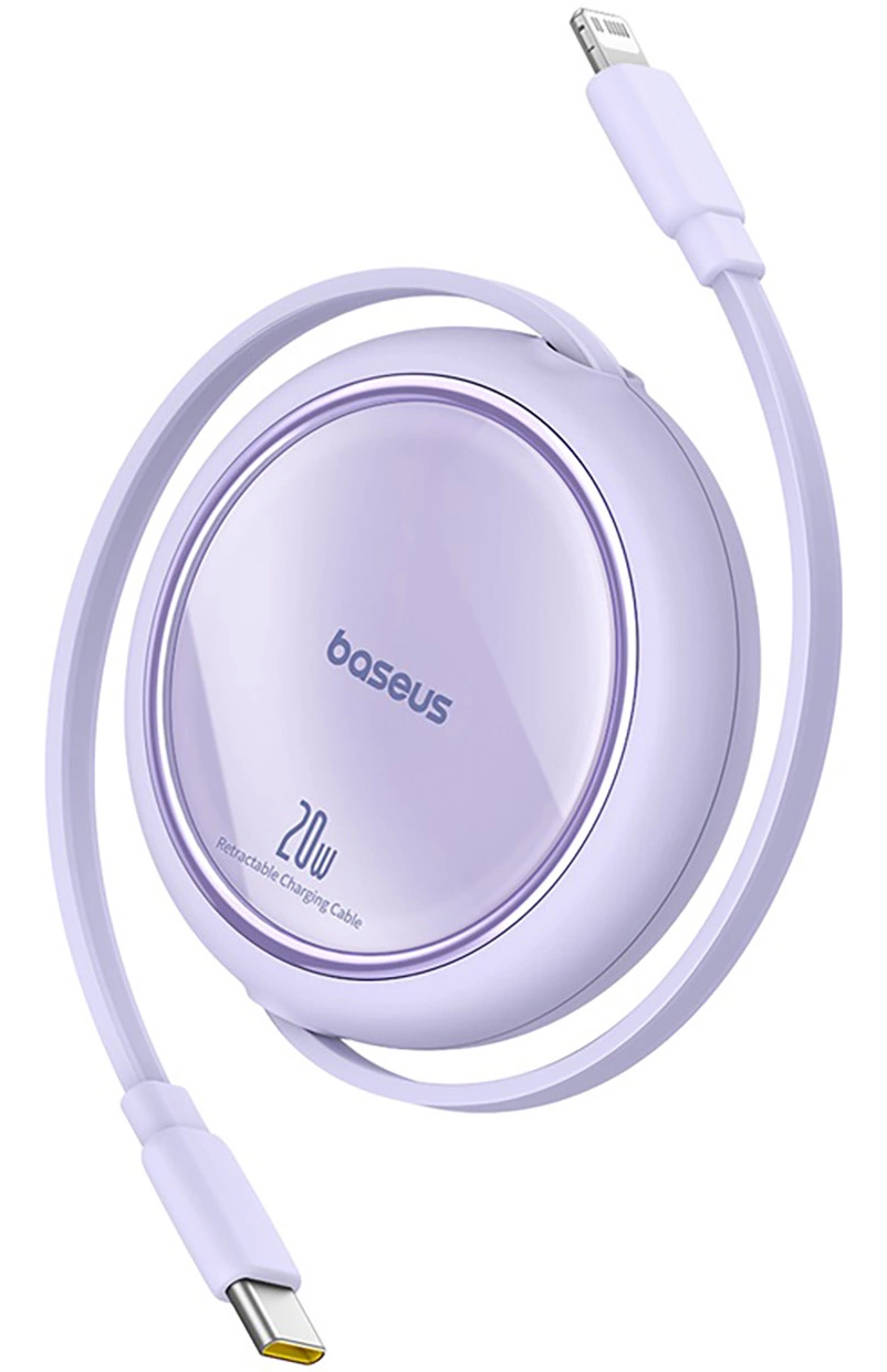 Cable de Datos y Carga USB-C - Lightning Baseus Free2Pull Mini Retráctil, 20W, Morado P10364501511-00