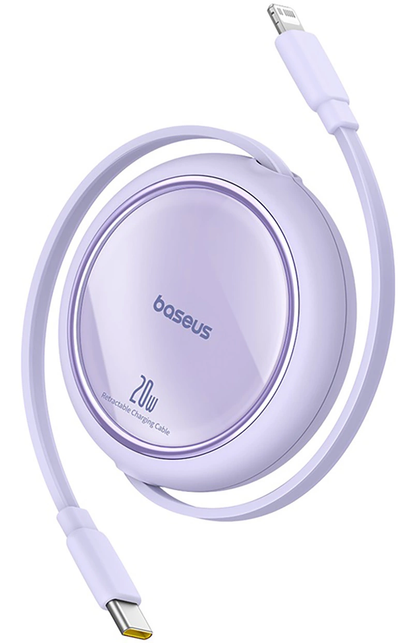 Cable de Datos y Carga USB-C - Lightning Baseus Free2Pull Mini Retráctil, 20W, Morado P10364501511-00