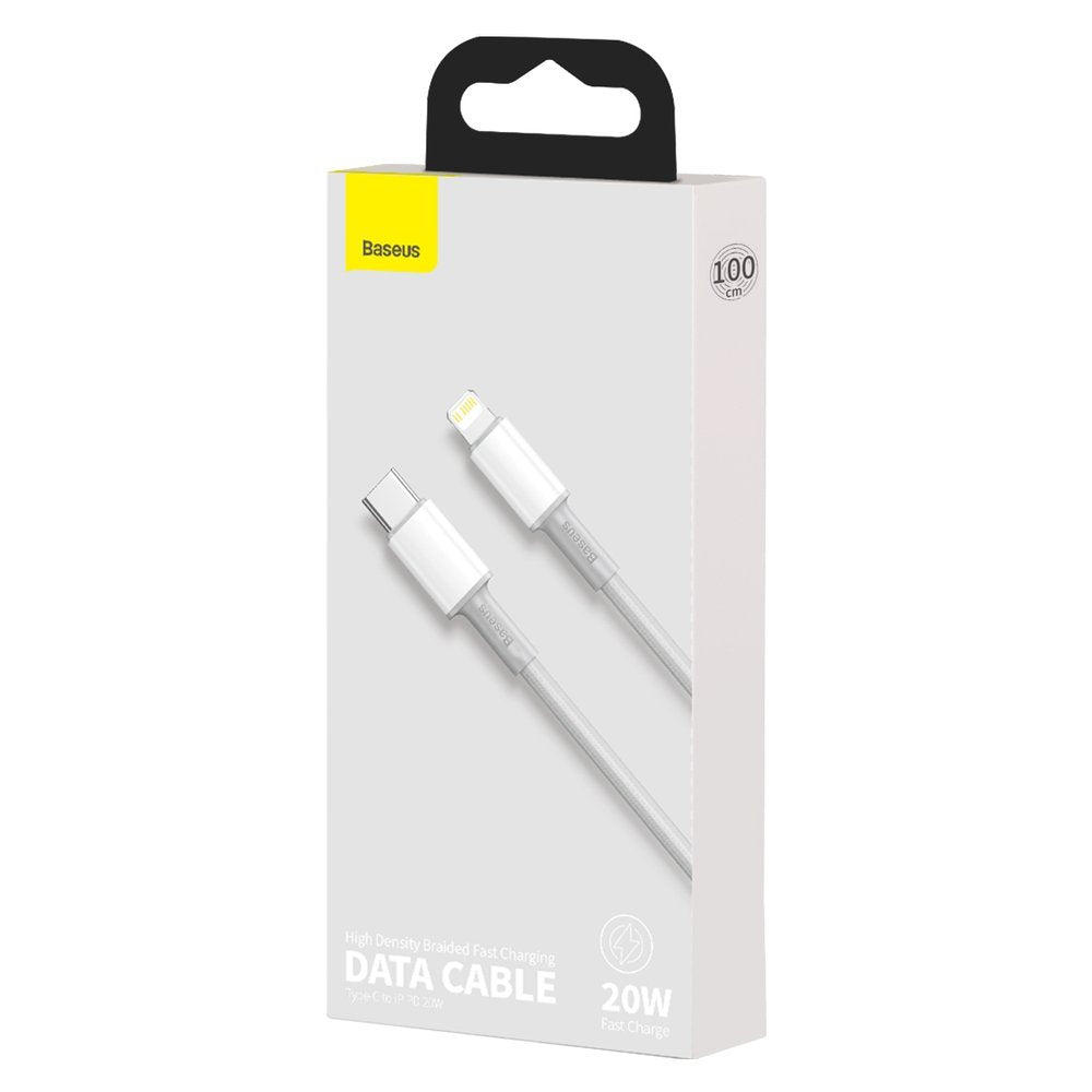 Cable de carga y datos USB-C - Lightning trenzado de alta densidad Baseus, 20 W, 1 m, blanco CATLGD-02