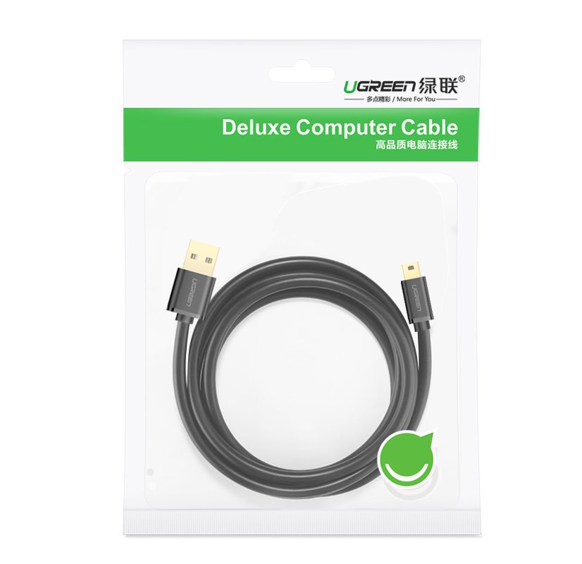 Cable de Datos y Carga USB-A a miniUSB UGREEN US132, 2m, Negro