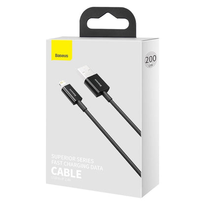 Cable de datos y carga USB-A - Lightning Baseus Superior Series, 20W, 2m, Negro CALYS-C01