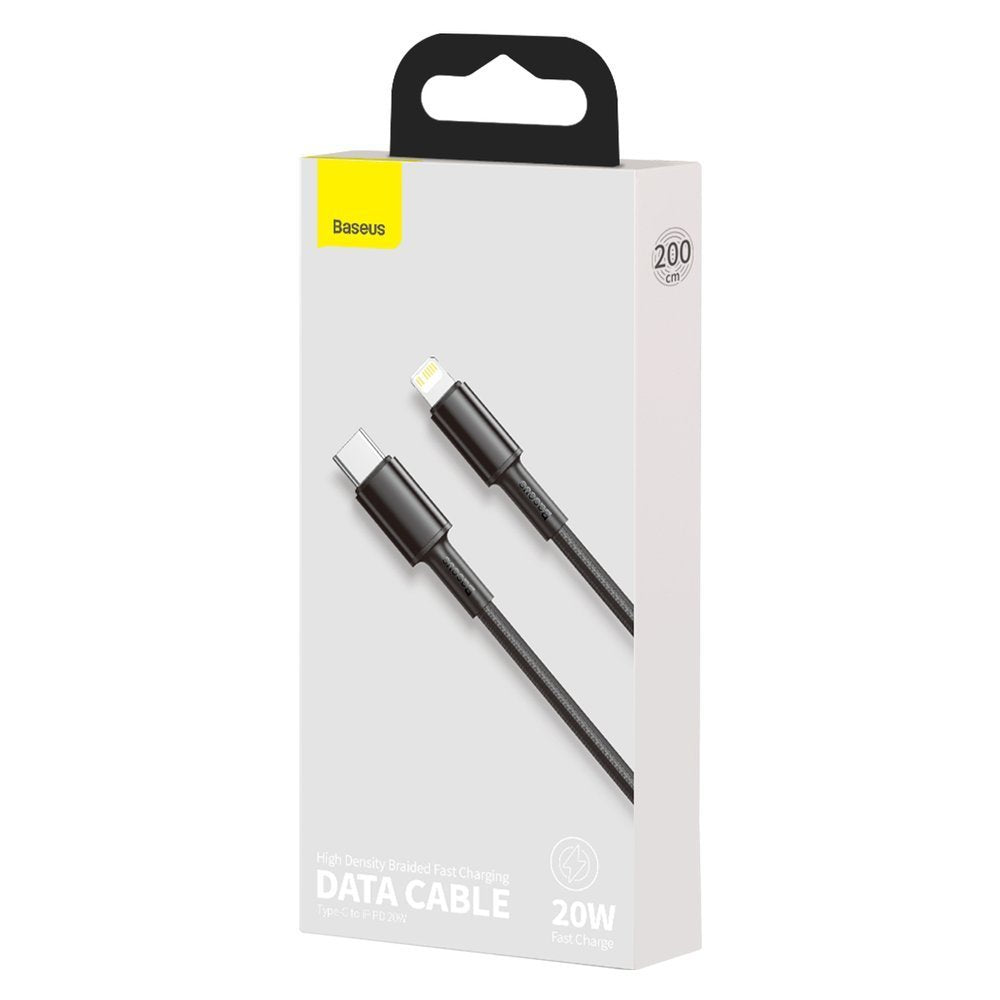 Cable de carga y datos USB-C - Lightning trenzado de alta densidad Baseus, 20 W, 2 m, negro CATLGD-A01