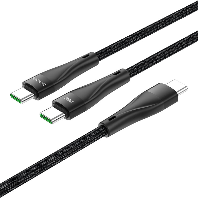 Cable de carga y datos USB-C - USB-C HOCO U102 Super, 100W, 1,2m, Negro