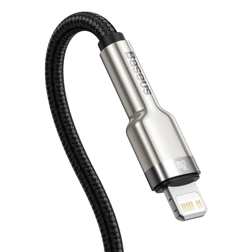 Cable de carga y datos USB-C - Lightning Baseus Cafule Metal Series, 20W, 0,25m, Negro CATLJK-01 