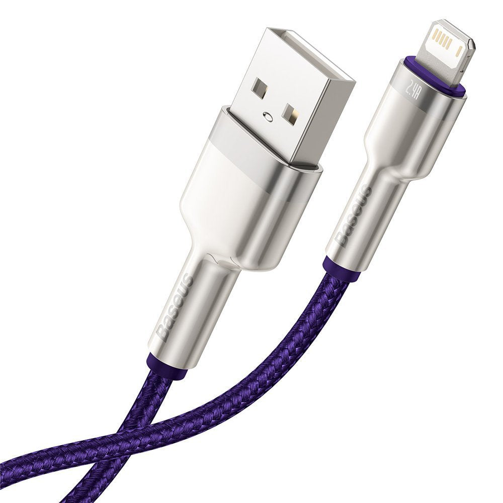 Cable de datos y carga USB-A - Lightning Baseus Cafule Metal Series, 18W, 1m, Morado CALJK-A05