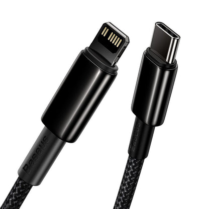 Cable de carga y datos USB-C - Lightning Baseus Tungsteno Tungsteno Oro, 20W, 1m, Negro CATLWJ-01 CATLWJ-01