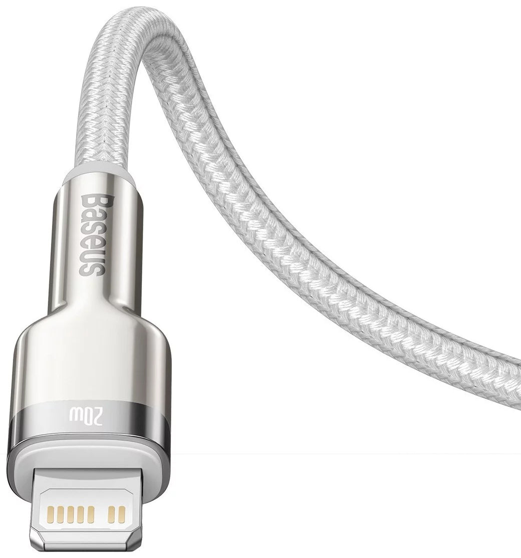 Cable de carga y datos USB-C - Lightning Baseus Cafule Metal Series, 20W, 1m, Blanco CATLJK-A02