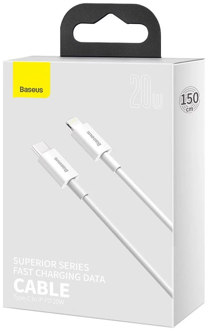 Cable de carga y datos USB-C - Lightning Baseus Superior Series, 20 W, 1,5 m, blanco CATLYS-B02 