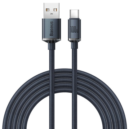 USB-A a USB-C Cable de carga y datos de la serie Crystal Shine de Baseus, 100 W, 2 m, negro CAJY000501 CAJY000501 