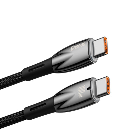 Cable de carga y datos USB-C - USB-C Baseus Glimmer Series, 100W, 2m, Negro CAJY000503 